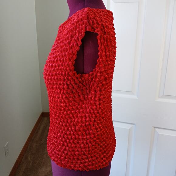 Coolwear USA Red Velvet Bubble Tank Top OSFM S M L XL 2X Y2K stretch blouse - Picture 2 of 12